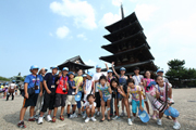 在法隆寺(世界遗产)体验奈良